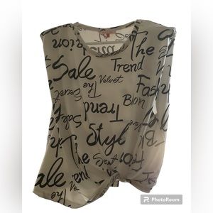 Slightly Padded shoulder white and black top